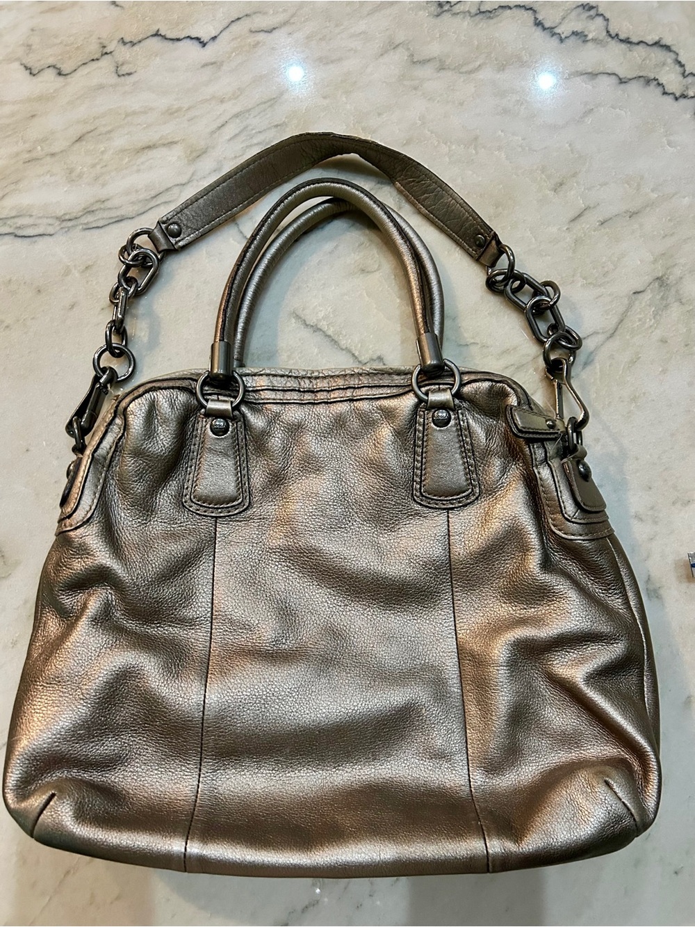 Coach Metallic Bronze Leather Shoulder Bag